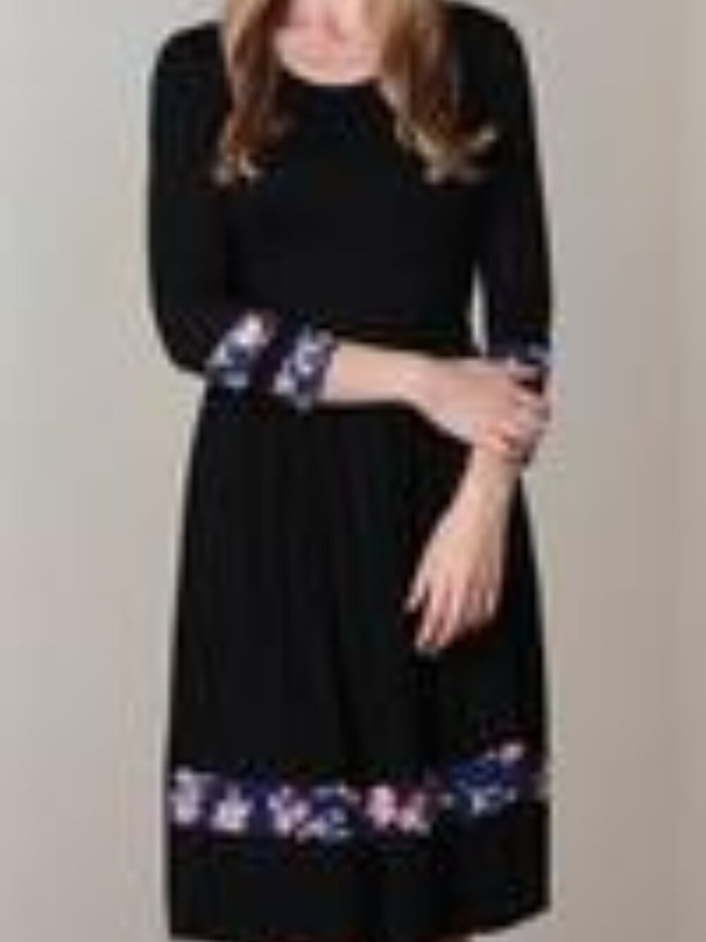 Floral detail Black Dress